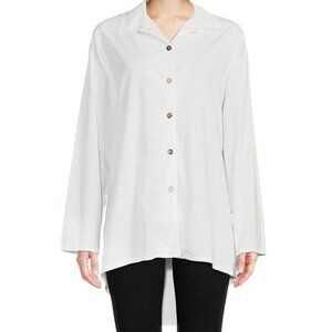 Bryn Walker Mirren Poplin Point Collar Button Front Shirt White XL